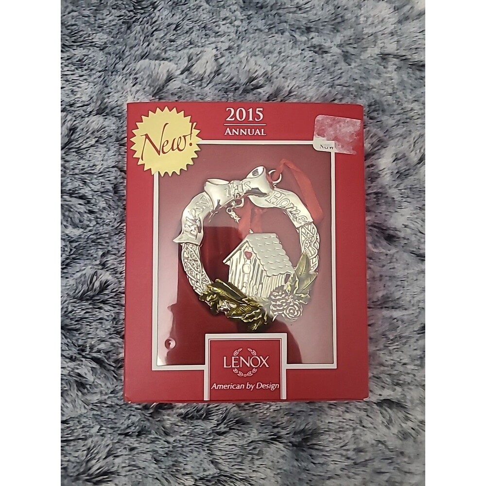 Lenox Bless this Home Ornament 2015 Brand  New In Box Silver